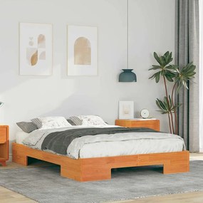 vidaXL Κρεβάτι δαπέδου Καφέ 120 x 200 cm Μασίφ ξύλο πεύκου