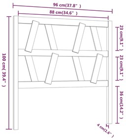 vidaXL Κεφαλάρι Κρεβατιού Λευκό 96 x 4 x 100 εκ. από Μασίφ Ξύλο Πεύκου