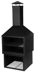 Τζάκι εξωτερικού χώρου με καμινάδα, βάση και διαστάσεις 44x44x118cm - Μαύρο