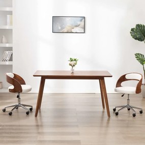 vidaXL Καρέκλες Τραπεζαρίας Περιστρ. 2 τεμ Λευκό Λυγ. Ξύλο/Συνθ. Δέρμα