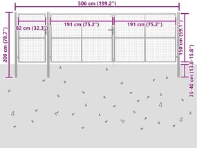 VidaXL Πόρτα Κήπου Ασημί 500x150 εκ. από Ατσάλι