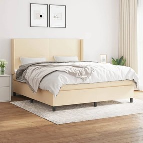 Κρεβάτι Boxspring με Στρώμα Κρεμ 180x200 εκ. Υφασμάτινο