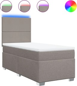 vidaXL Κρεβάτι Boxspring με Στρώμα Taupe 90x200 εκ. Υφασμάτινο