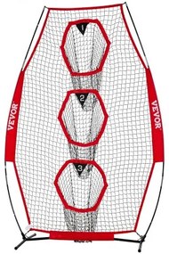 VEVOR 203.2 x 101.6mm Football Trainer Throwing Net, Training Throwing Target Practice Net with 3 Target Pockets, Knotless Net Includes Bow Frame and Portable Carry Case, Improve QB Throwing Accuracy