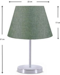 Φωτιστικό επιτραπέζιο Jules Megapap ύφασμα/Pvc/χρώμιο χρώμα κυπαρισσί/ασημί 22x17x37εκ.