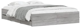 vidaXL Πλαίσιο Κρεβατιού με συρτάρια Γκρι sonoma 140x190εκ. Επεξ. Ξύλο