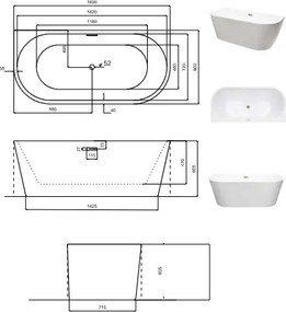 Acrilan Echo White Gloss - Μπανιέρα Ελεύθερης Τοποθέτησης 170x80 εκ.