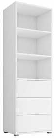 Βιβλιοθήκη Comfivo A100, Με συρτάρια, Πλαστικοποιημένη μοριοσανίδα, Αριθμός συρταριών: 3, 178x60x40cm, 42 kg, Ματ άσπρο, Άσπρο | Epipla1.gr