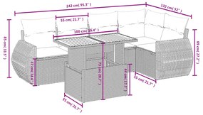 vidaXL Καναπές Κήπου 6 Τεμαχίων Μαύρο από Συνθετικό Ρατάν με Μαξιλάρια