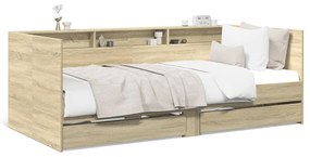 vidaXL Καναπές-Κρεβάτι με Συρτάρια Sonoma Δρυς 90x200εκ. Επεξ. Ξύλο