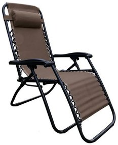 Πολυθρόνα με Υποπόδιο Super Relax Ε618,1 165x65x112cm Anthracite-Textilene Brown