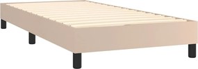vidaXL Κρεβάτι Boxspring με Στρώμα Καπουτσίνο 90x200εκ.από Συνθ. Δέρμα