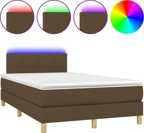 vidaXL Κρεβάτι Boxspring με Στρώμα &amp; LED Σκ.Καφέ 120x190εκ. Υφασμάτινο