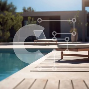 Intra Συλλεκτικό Ξύλινο Παζλ Plywood  4mm - Μοντέρνο υπαίθριο καθιστικό με πισίνα και ξαπλώστρες Σε Ξύλινο Κουτί - Διαστάσεις Puzzle: 10x10 cm – 25 κομμάτια