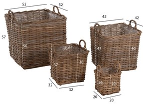 ΣΕΤ ΔΙΑΚΟΣΜΗΤΙΚΑ ΚΑΛΑΘΙΑ KATER  4ΤΜΧ ΑΠΟ KUBU RATTAN ΣΕ ΓΚΡΙ 52x52x50-57Υεκ.