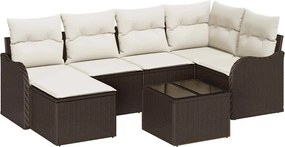 vidaXL Σετ Καναπέ Κήπου με μαξιλάρι 7 pcs Καφέ Πολυ ράταν