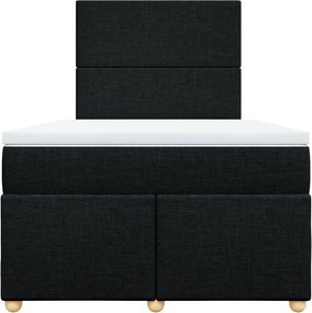 vidaXL Κρεβάτι Boxspring με Στρώμα Μαύρο 120x200 εκ. Υφασμάτινο