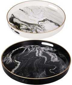 Διακοσμητικός Δίσκος Tray (Σετ 2Τμχ) 43305 35x35x4cm White-Black Artekko Πλαστικό