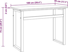 vidaXL Γραφείο Φυσικό Στερεό Ξύλο Τίκ 100 x 45 x 75εκ