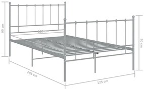 vidaXL Πλαίσιο Κρεβατιού Γκρι 120 x 200 εκ. Μεταλλικό