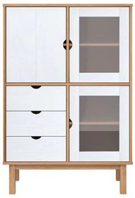 vidaXL Ντουλάπι OTTA Καφέ &amp; Λευκό 85x43x125 εκ. από Μασίφ Ξύλο Πεύκου