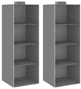 vidaXL Κρεμαστές Θήκες Ρούχων Ντουλάπας 2 τεμ. με 4 Ράφια Υφασμάτινες