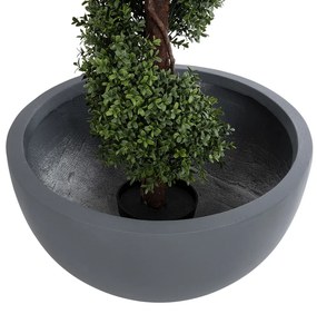 GloboStar® Artificial Garden BALTIMORE 20697 Διακοσμητικό Πολυεστερικό Τσιμεντένιο Κασπώ Γλάστρα - Flower Pot Γκρι Φ61 x Υ30cm