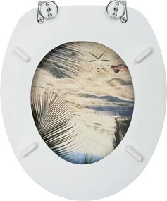 vidaXL Καλύμματα Λεκάνης με Καπάκια 2 τεμ. Σχέδιο Παραλία από MDF