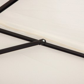 Ομπρέλα μανιβέλας ομπρέλα ομπρέλα κήπου ομπρέλα αγοράς, μεταλλική, μισή στρογγυλή, κρεμ λευκή + μαύρη