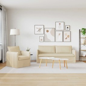 vidaXL Καναπές 180cm 2 pcs Κρεμ Μέταλλο