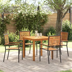 vidaXL Σετ Τραπεζαρίας Κήπου 5 pcs Μαύρο 85 x 85 x 74 cm