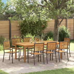 vidaXL Σετ Τραπεζαρίας Κήπου 9 pcs Μαύρο 200 x 100 x 74 cm