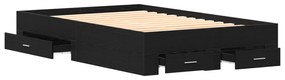 vidaXL Bed Frame με Συρτάρια Μαύρη Δρυς 120x190 εκ Επεξεργασμένο Ξύλο