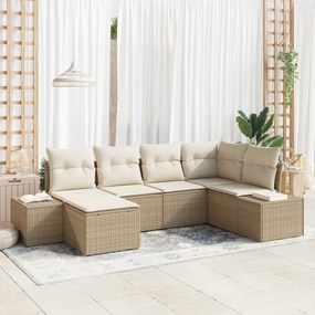 vidaXL Σετ Καναπέ 6 Τεμαχίων με Μαξιλάρια - Μπεζ Ρατάν