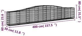 vidaXL Συρματοκιβώτια Τοξωτά 5 τεμ. 400x30x60/80 εκ. Γαλβαν. Ατσάλι