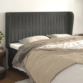 Κεφαλάρι με Πτερύγια Σκούρο Γκρι 183x23x118/128 εκ. Βελούδινο 3118255