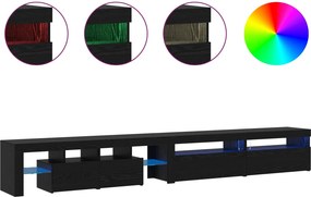 vidaXL Ντουλάπι TV με LED 3 pcs Μαύρη Οξυά 290 x 36,5 x 40 εκ