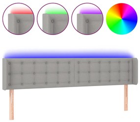 vidaXL Κεφαλάρι Κρεβατιού LED Ανοιχτό Γκρι 163x16x78/88 εκ. Υφασμάτινο