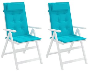 vidaXL Μαξιλάρια Καρέκλας με Ψηλή Πλάτη 2 τεμ. Τιρκουάζ Ύφασμα Oxford