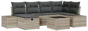 vidaXL Σετ Καναπέ Κήπου 7 pcs Ανοιχτό γκρι 55 x 62 x 69 εκ Πολυ ράταν