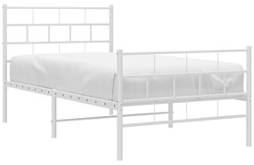 vidaXL Πλαίσιο Κρεβατιού με Κεφαλάρι&Ποδαρικό Λευκό 100x190εκ. Μέταλλο