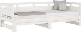 vidaXL Καναπές Κρεβάτι Συρόμενος Λευκός 2x(80x200) εκ. από Μασίφ Πεύκο