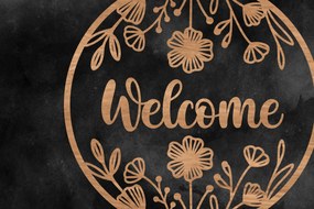 Intra απο ξύλο plywood  Χρώμα wenge 3mm-4mm πάχος - Floral κρεμάστρα πόρτας στρογγυλή πινακίδα Δίασταση 30x20 cm INTRAFABR-99985751