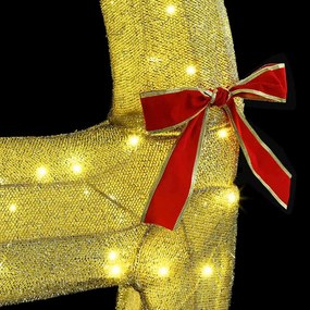 vidaXL Έλκηθρο με Ελάφια Θερμό λευκό 151 x 28 x 128.5 εκ. ύφασμα