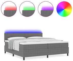 vidaXL Κρεβάτι με Βάση Στρώματος & LED Ανοιχτό Γκρι 200x200 εκ. Βελούδο