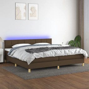 ΚΡΕΒΑΤΙ BOXSPRING ΜΕ ΣΤΡΩΜΑ &amp; LED ΣΚ.ΚΑΦΕ 200X200 ΕΚ ΥΦΑΣΜΑΤΙΝΟ 3133744