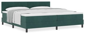 vidaXL Κρεβάτι Box Spring με Στρώμα Σκούρο Πράσινο 200x200 εκ. Βελούδο