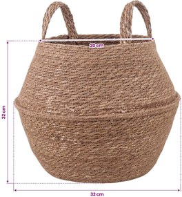 vidaXL Γλάστρα με Χερούλια 2 τμχ. Φυσικό Ø 32 x 32 cm