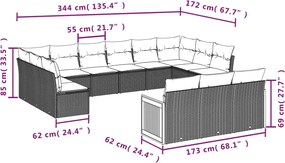 vidaXL Σετ Καναπέ Κήπου 13τεμ Μπεζ Συνθ. Ρατάν με Μαξιλάρια