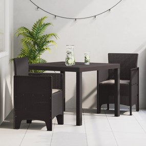 vidaXL Σετ τραπεζαρίας κήπου 3 pcs Καφέ 100 x 100 x 73 εκ